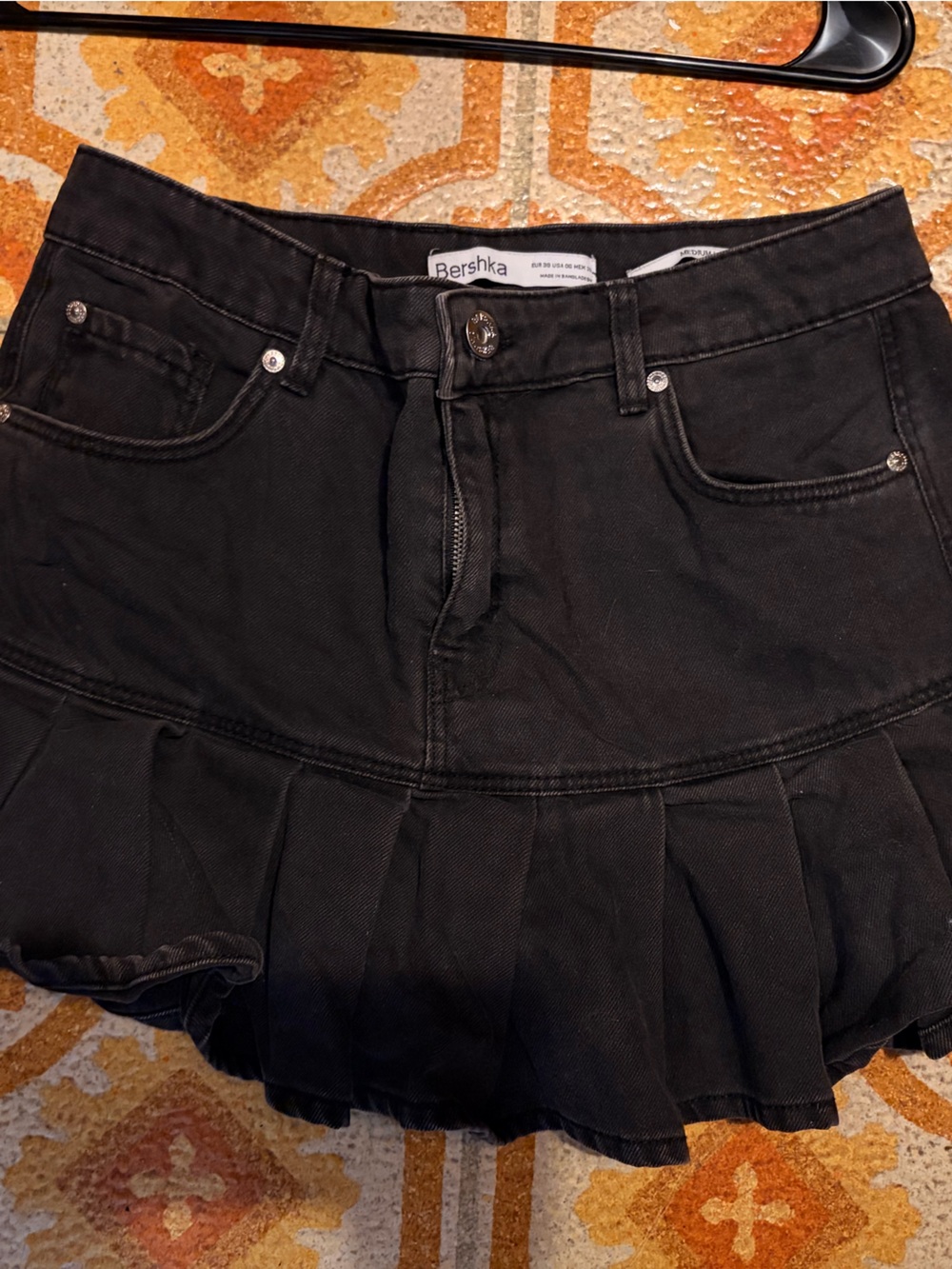 Bershka Black Pleated Mini Skirt